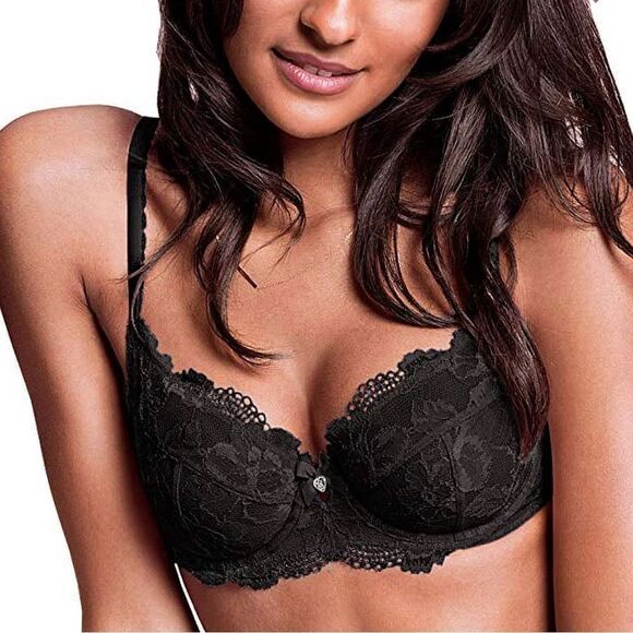 🪦 Victoria’s Secret Body By Victoria Black Lace Bra Size 34C - Picture 2 of 9